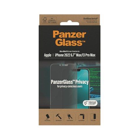 PanzerGlass | Screen protector - glass - with privacy filter | Apple iPhone 13 Pro Max, 14 Plus | Black | Transparent - 4